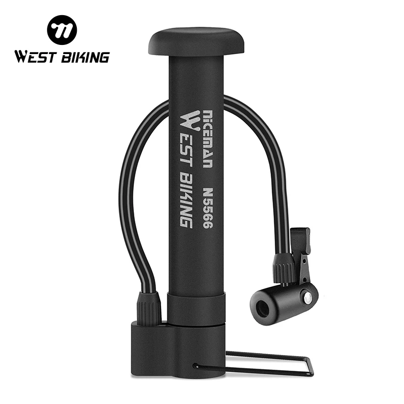 WEST BIKING MINI Bike Pump MTB gonfiatore per pneumatici con tubo di prolunga Schrader valvola dell\'aria pompa da pavimento portatile gonfiatore a