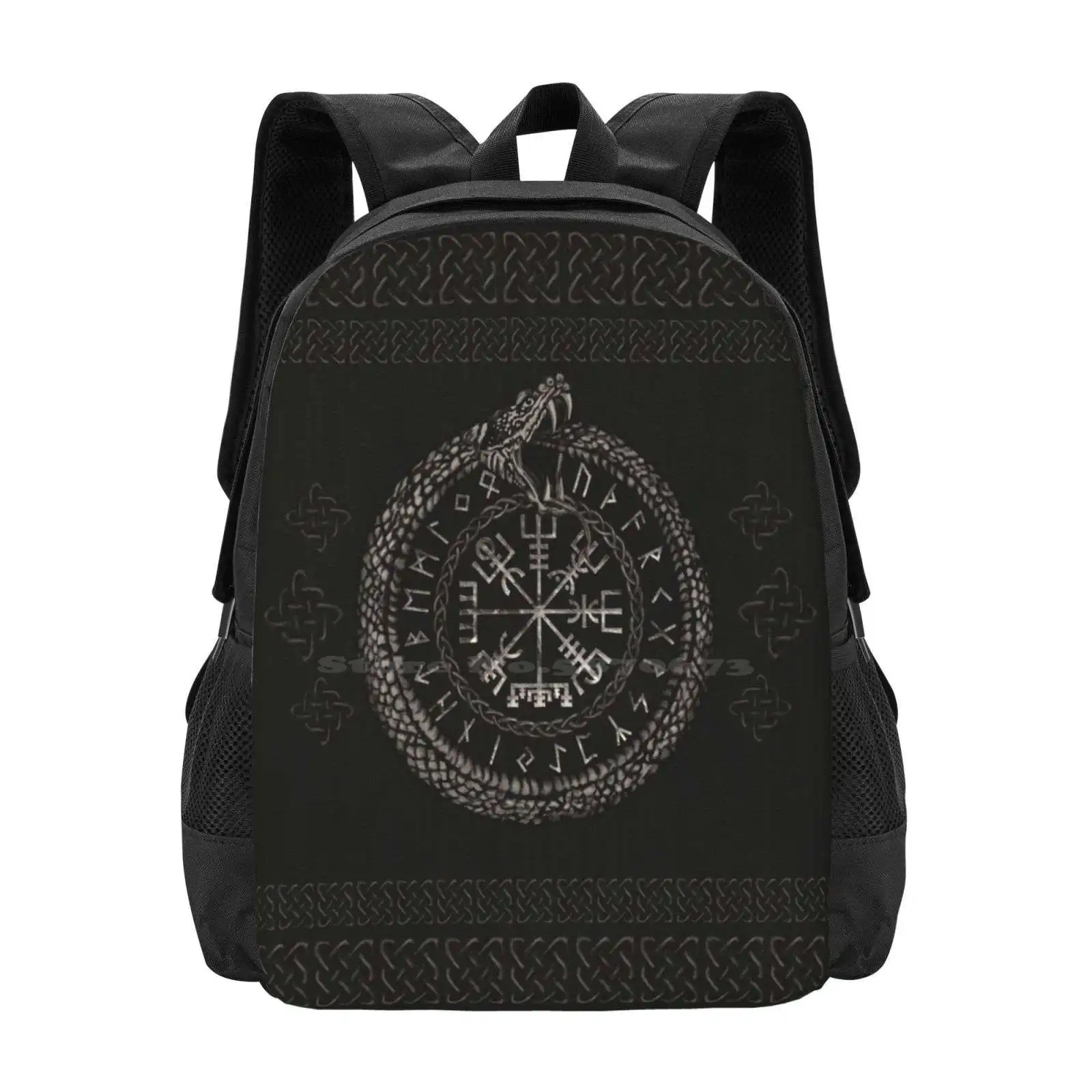 

Vegvisir With Ouroboros And Runes Hot Sale Schoolbag Backpack Fashion Bags Dragon Vegvisir Runes Futhark Compass Navigation