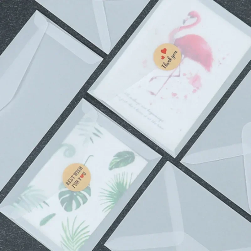 Envelope translúcido em branco para convites, cartões postais, caixa de presente europeia, envelopes de cartão de mensagem, letras de negócios de casamento, 15 peças