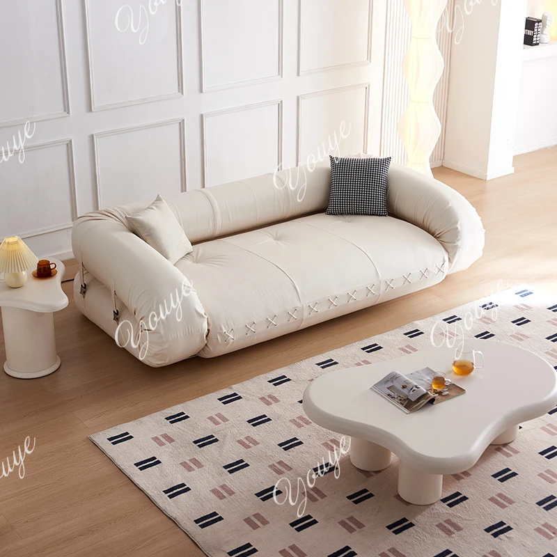Nordic retro cream wind cat scratching skin folding human reclining sofa bed dual-purpose small apartment