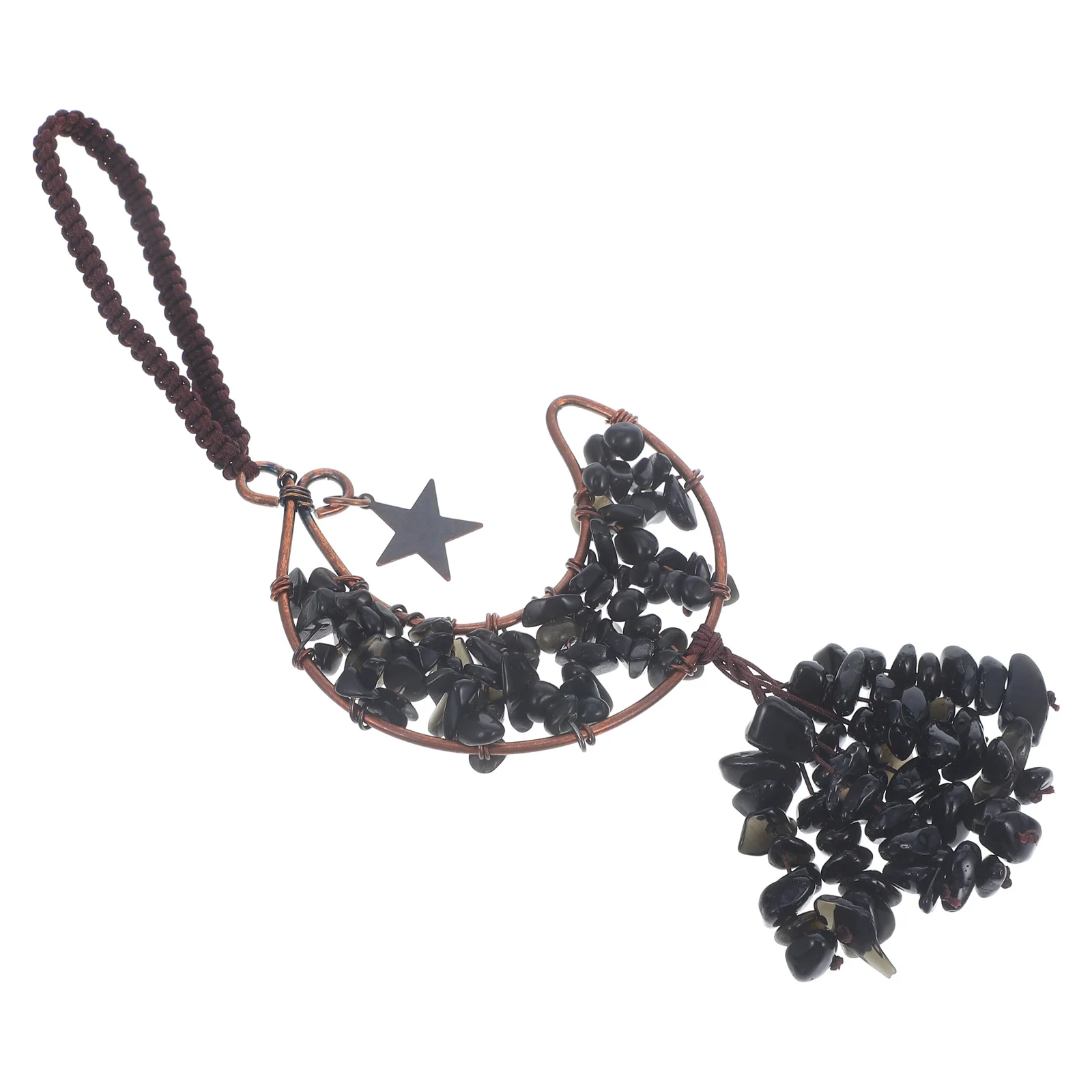 

Moon Crystal Hanging Ornament Natural Stone Rearview Mirror Hanging Decoration Car Window Handbag Tassel Pendant Stylish Car