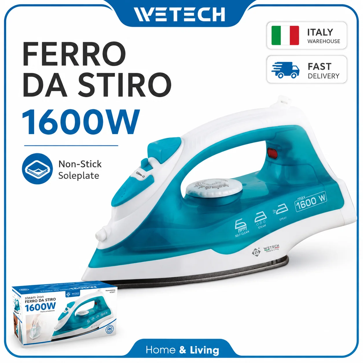 Ferro da stiro elettrico portatile mini per abiti, ferro da stiro a vapore per vestiti, ferro regolabile con piastra in ceramica, ferro da stiro W5801
