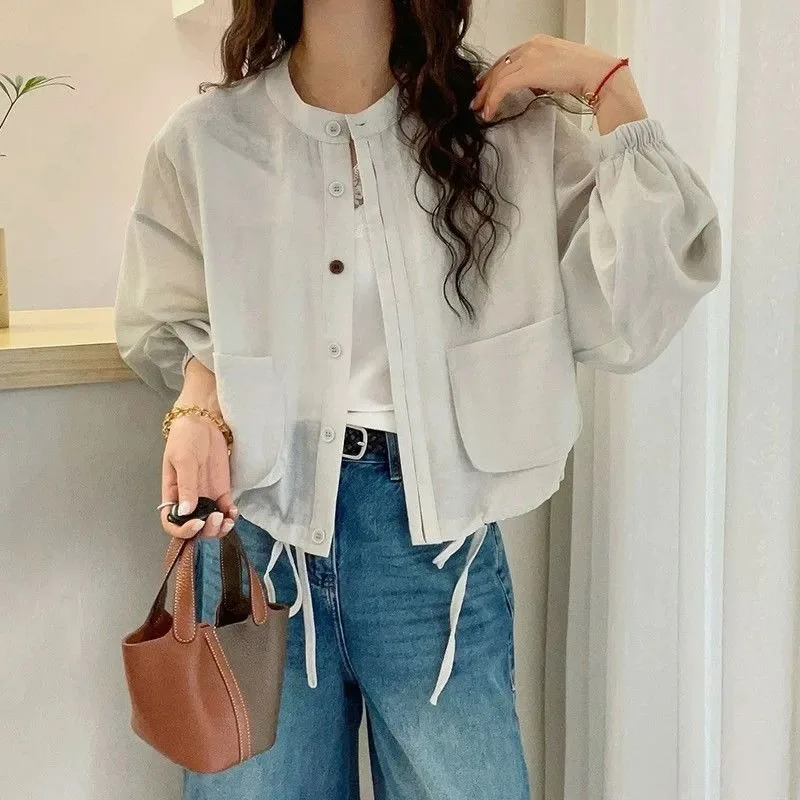 Cotton and Linen Jacket Women's Short Style 2026 Spring/Summer New Item Loose Fashionable Casual High-end Sunscreen Jacket Top