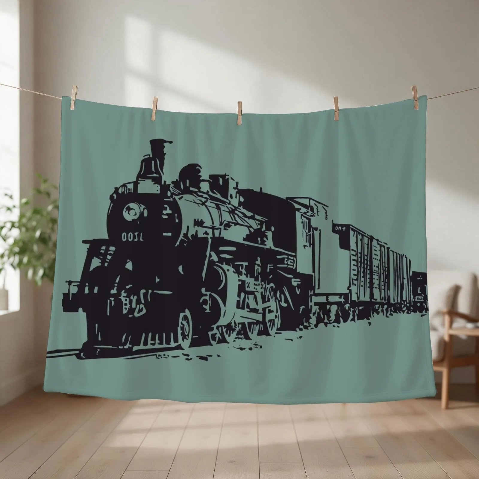 Steam Train Sketch Throw Blanket couch cozy soft plush fuzzy picnic outdoor blanket