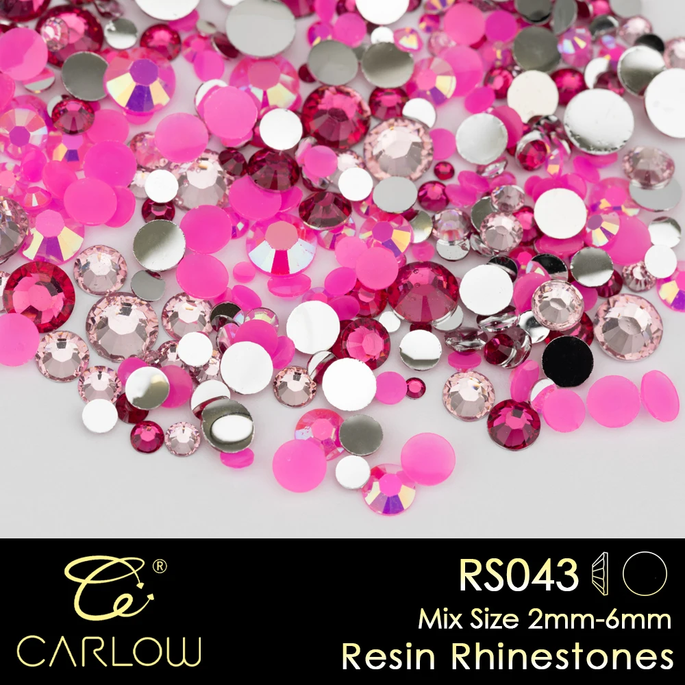 CARLOW Harz-Strass-Steine 2-6mm Gemischte Größen Harz-Strass-Steine mit Flacher Rückseite Farbige Perlen für Bastelarbeiten Dekoration RS043 Link – Detail 1