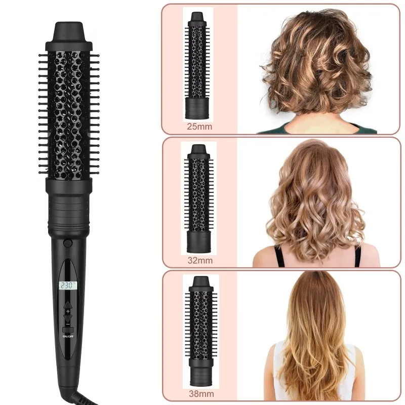 New product arrives, factory direct sales, interchangeable 5-in-1 fast heating aluminum curling iron, LCD screen, PTC salon curl