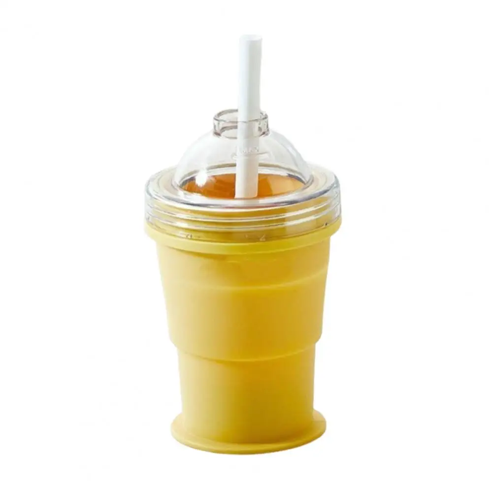 Ice Ball Maker with Lid Collapsible Silicone Ice Ball Maker Cup with Straw Lid Portable Foldable Sphere Ice Cube for Whiskey