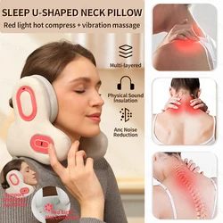 Sleep Noise Reduction Neck Massage Hot U-shaped Neck Pillow Electric Massager Bluetooth Masajeador Health Care Portable Massager