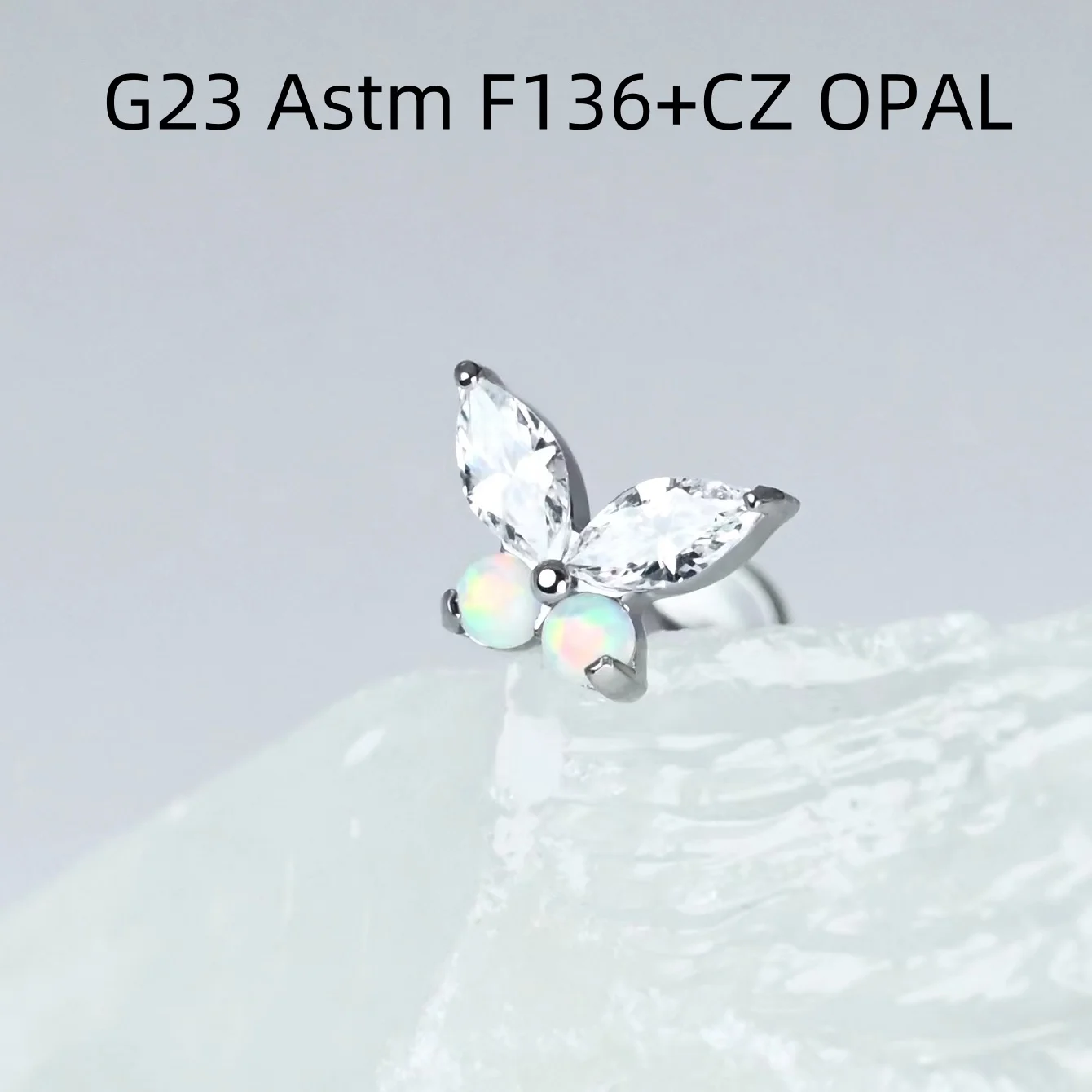 

LOT10pcs ювелирные изделия для тела G23 Титан Astm F136 бабочка опал CZ бриллиантовый стержень для пирсинга губ Бриллиантовая бижутерия для пирсинга