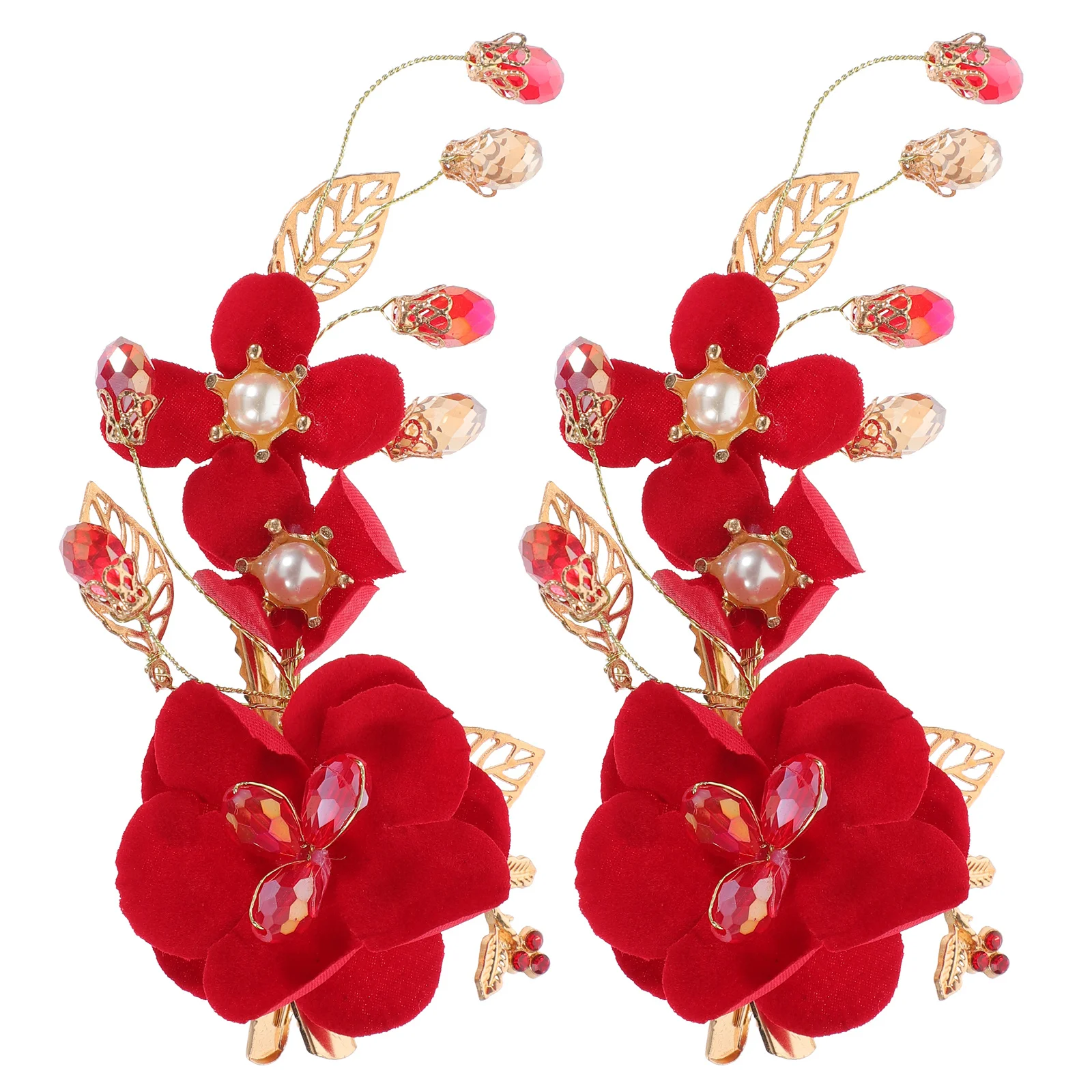 

2Pcs Butterfly Bow Pearl Flower Hair Clips Elegant Bridal Rhinestone Wedding Hair Barrettes Accessories Bride Accessories