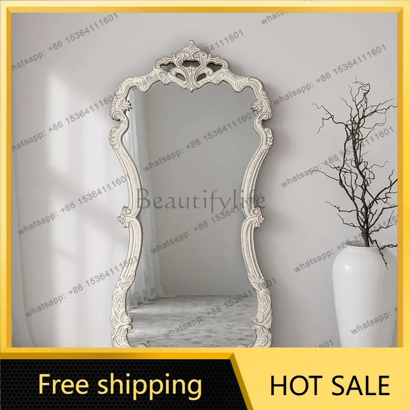LS French carved full-length mirror irregular design sense high value clothing store full-body floor mirror