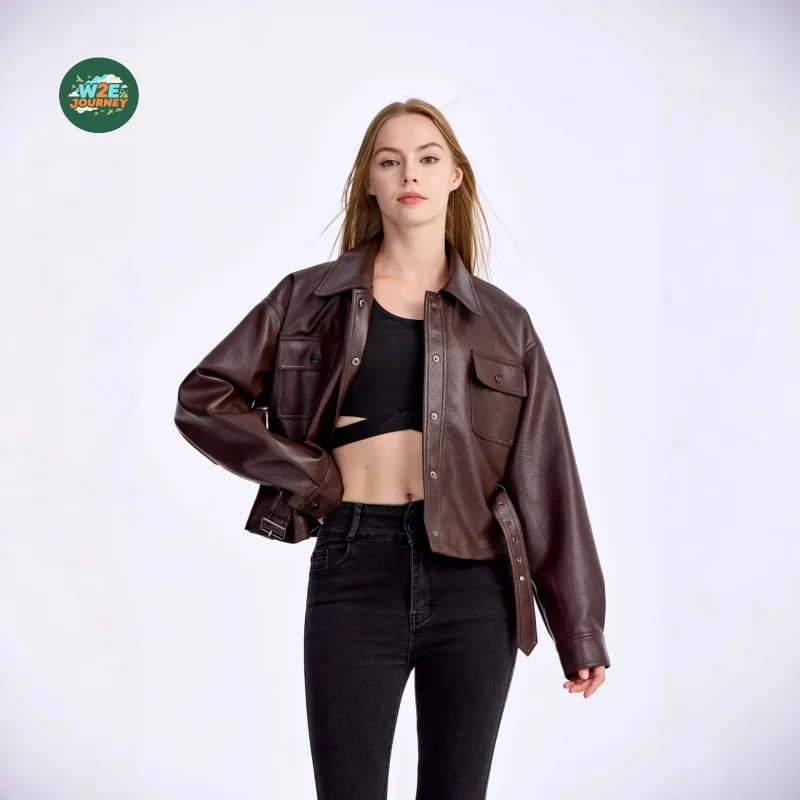 W2EJOURNEY EU US Size Luxury Quality Women PU Leather Jacket Fall Bomber Outerwear Women'S Oversized Faux Leather Jacket