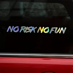 22cm*2.4cm Decorative No Risk No Fun Car Sticker Decal Black And White Vinyl Graphic