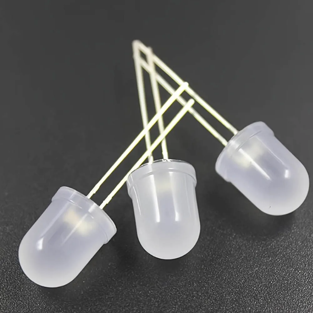 50 szt. 5 kolorów x 10 szt. 10 MM dioda LED rozproszona zestaw 10 mm 3 V zestaw emitujący światło biały zielony czerwony niebieski żółty — zdjęcie 4