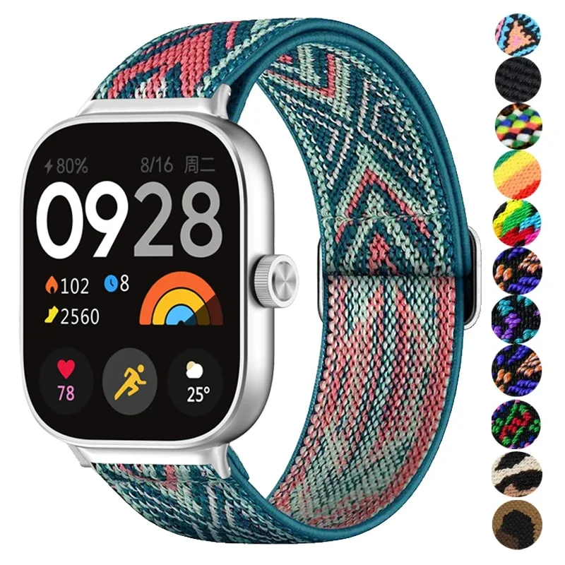 Elastic Nylon Strap For Redmi Watch 4 Replacement Women Men Sport Solo Braided Watch Band Loop For Xiaomi Mi Band 8 Pro Bracelet