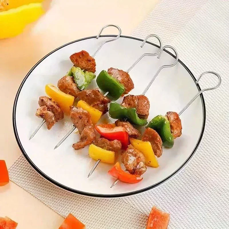Stainless Steel Double Layer Grill Rack With 4 Roast Meat Picks Steam Rack Air Fryer Rack Air Electric Fryer Accessories