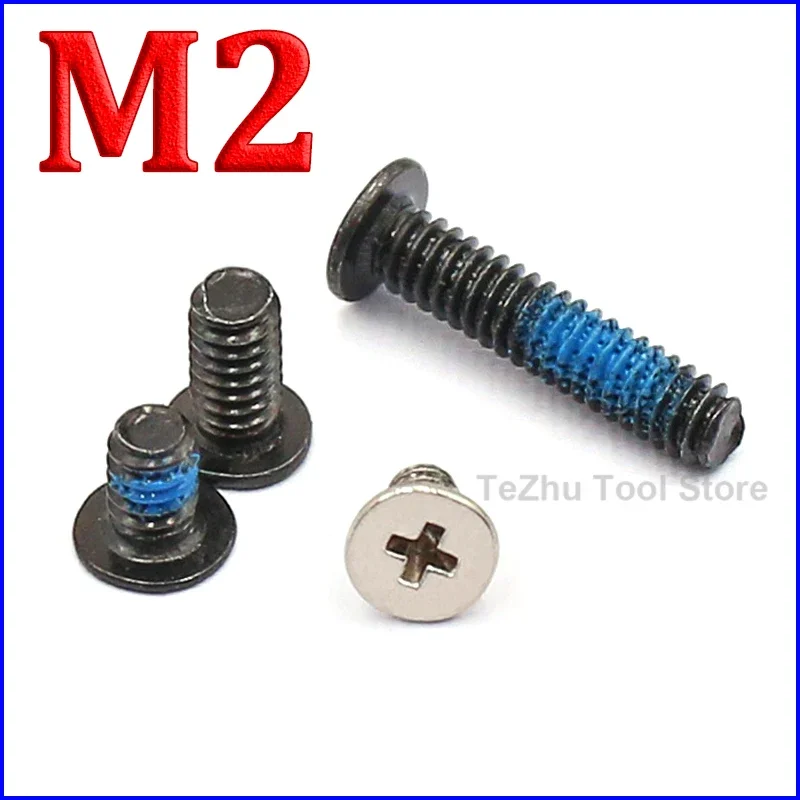 

100pcs M2 Thin Flat Head Cross Screw Carbon Steel / Stainless Steel Laptop Repair Screw Length 1.5mm-11mm
