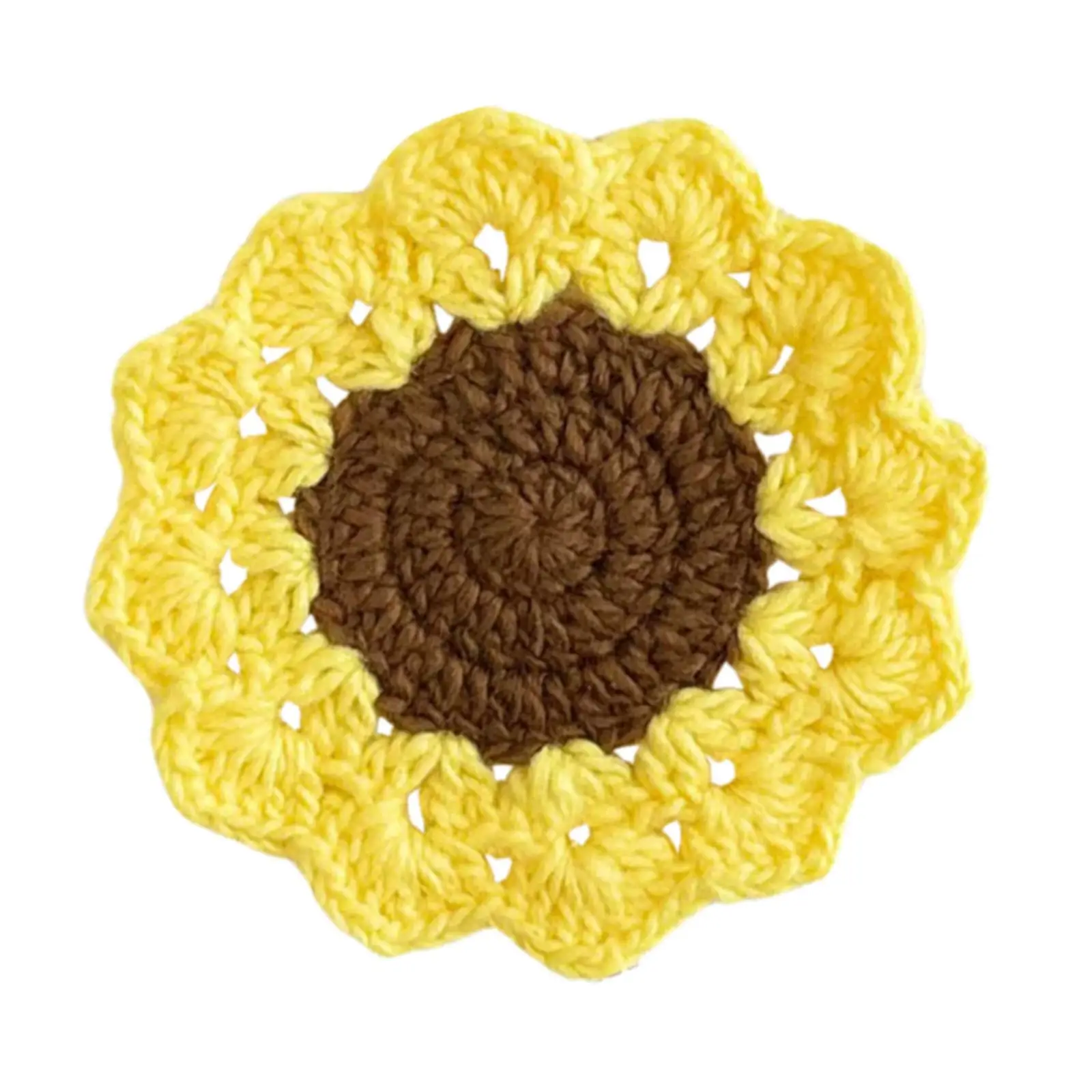 Handmade Crochet Coaster Rustic Housewarming Gift Coffee and Tea Coaster Cup Pad for Friend Office Desk Coffee Table Countertop