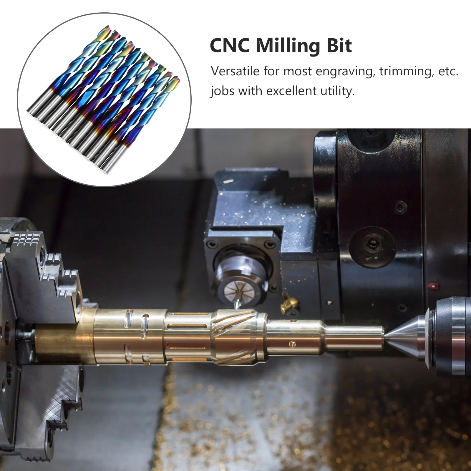 

10 Pcs End Milling Tungsten Steel CNC Router Bits Engraving Tool Set Acrylic Trimming Cnc Milling Bit Mill