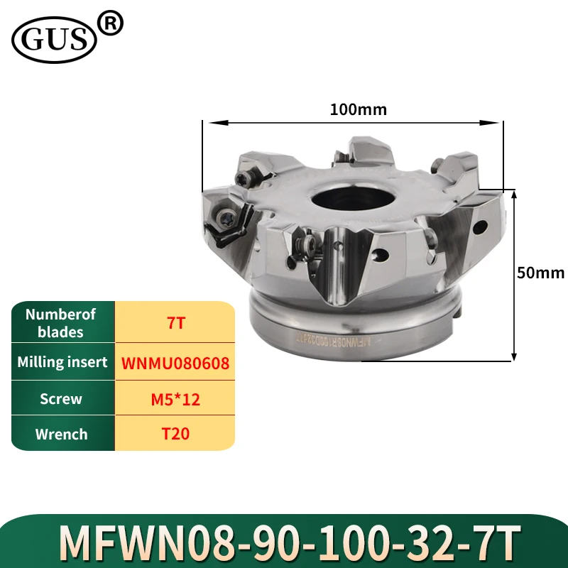 Imagem -04 - Graus Dupla Face Hexagonal de Corte Pesado Cabeça de Fresa Mfwn para Wnmu080608 Inserção de Carboneto Peças de Torno Cnc Mfwn90