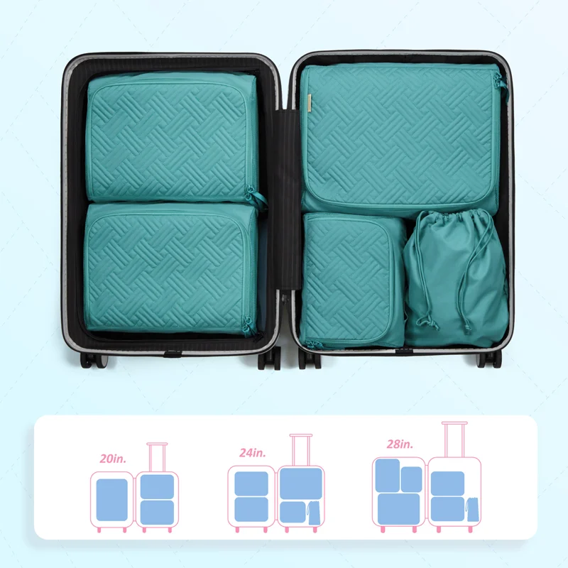 BAGSMART 6PCS/Set Organizer Bags for Travel Compressible Packing Cubes Luggage Suitcase Organizer Waterproof Clothes Storage Bag