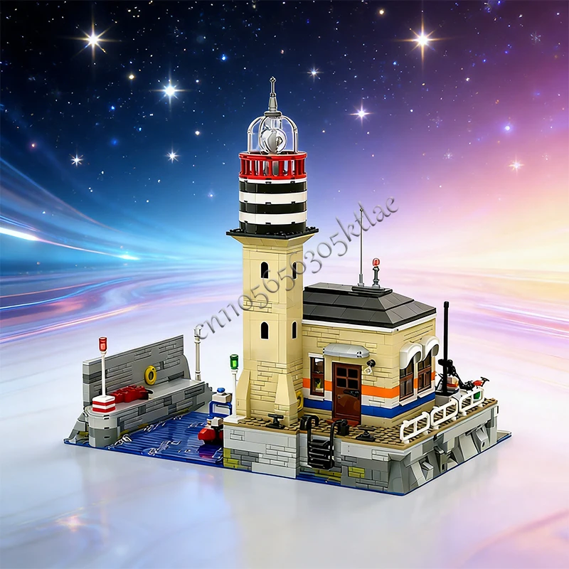 1230 PCS House Street Lighthouse Station MOC Customize Modular Building Block Simple Creative Design DIY Boy Toy Christmas Gift