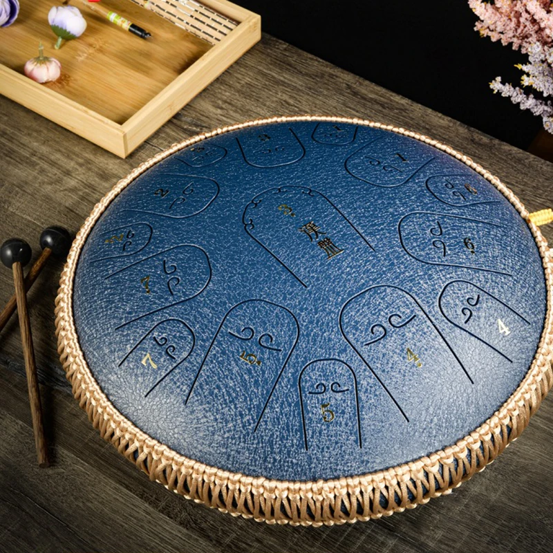 Steel Tongue Drum 14 Inch 15 Notes D Major Large Ethereal Drums Child Beginner Hand Drum Professional Percussion Instrument Gift