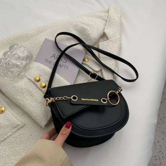 Black Round Woman Handbag 2024 Luxury Trend Women Girl Shoulder bag PVC Lady Crossbody PU Purses Women's Leather Totebag