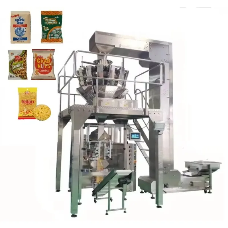 Automatic Granule Packaging Machine 1kg Coffee Bean Sugar Peanut Filler Vertical 3 Side Seal VFFS Commercial Food Plant