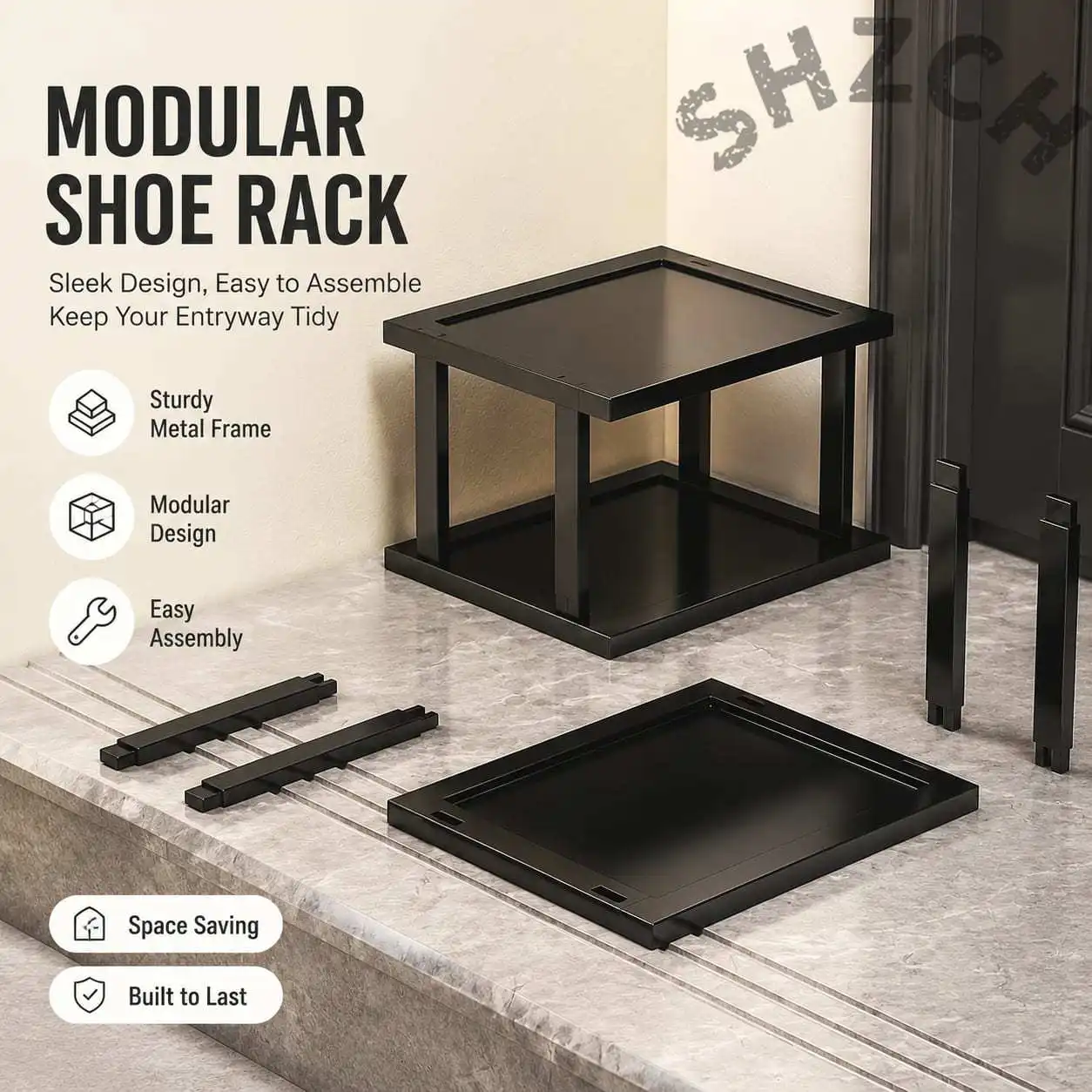 Slim 20cm Shoe Rack for Stairs & Narrow Hallways – Modular Entryway Storage Shelf