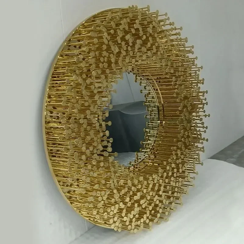 Italian light luxury corridor aisle background wall art wall hanging decorative mirror living room sofa entrance pure copper