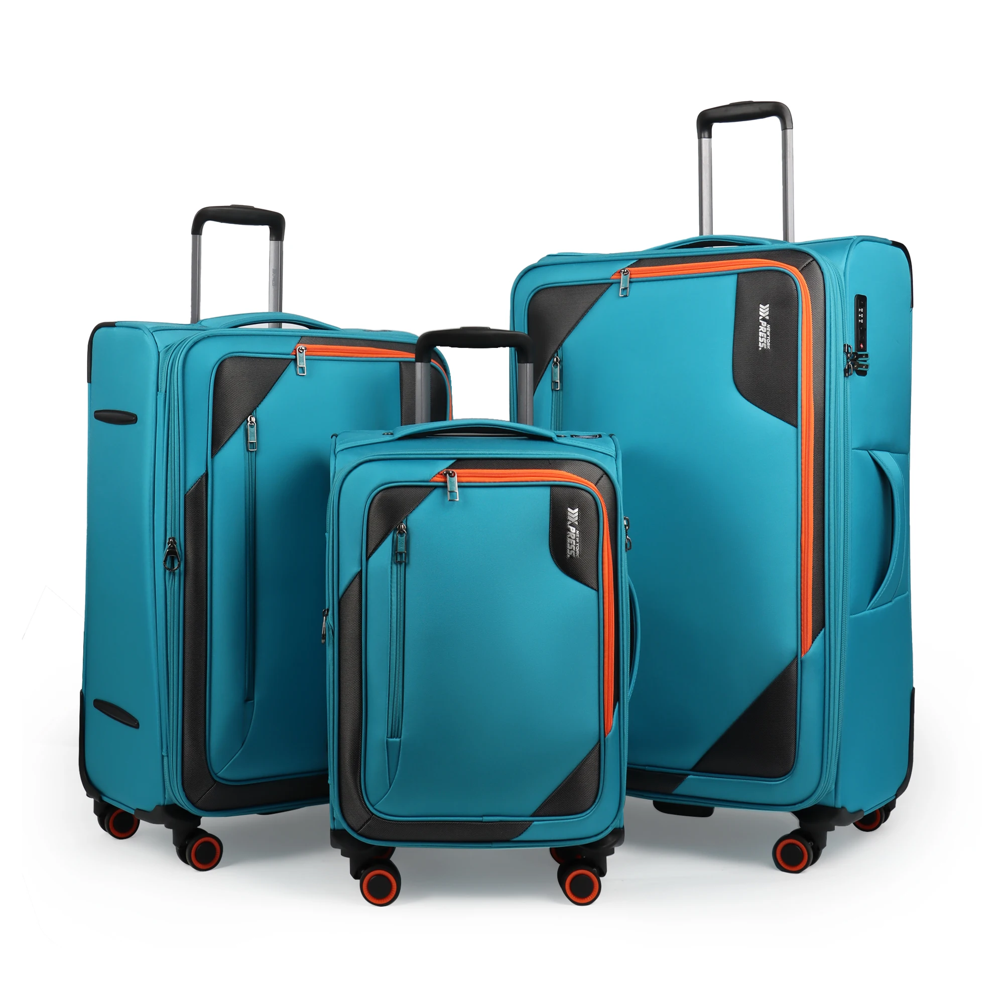 

Набор из 3 мягких расширяемых чемоданов на колесиках с функцией вертикальной установки, легкий дорожный комплект с колесами и замком TSA