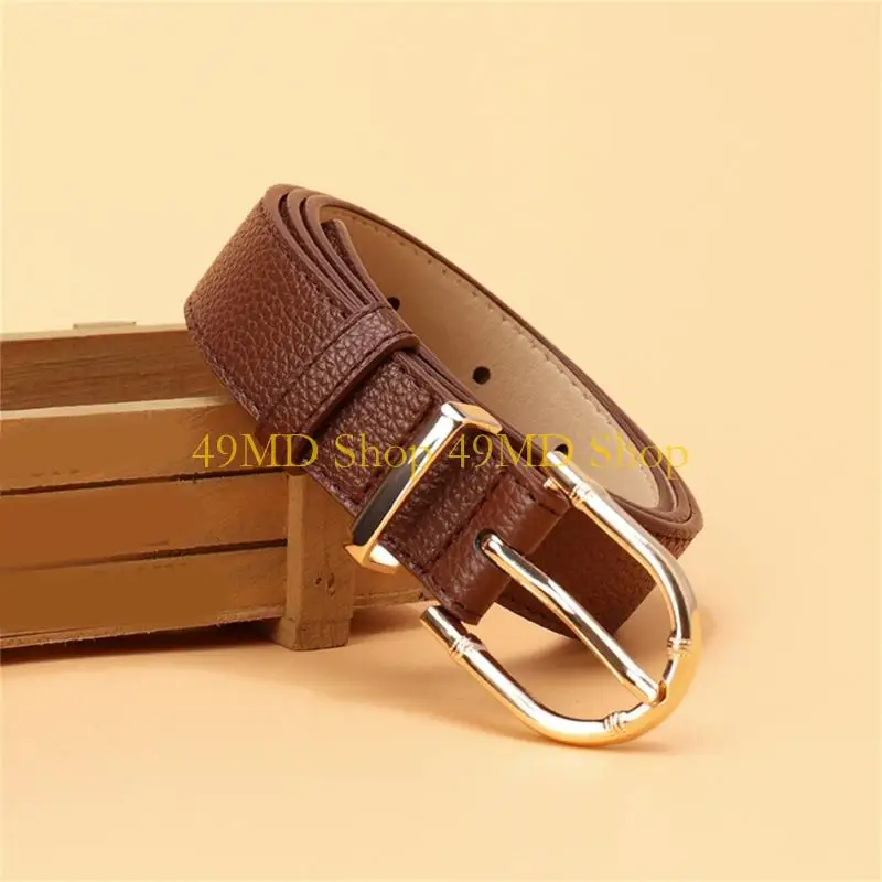 49MD Modern Faux Leather Women's Belt with Distinctive Bamboo Pattern Clasp Office to Weekends Wear Waist Girdle Sash