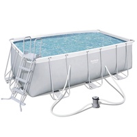 Bestway 56456 Rectangular Steel Frame Swimming Pool Above Ground Square Pool Set