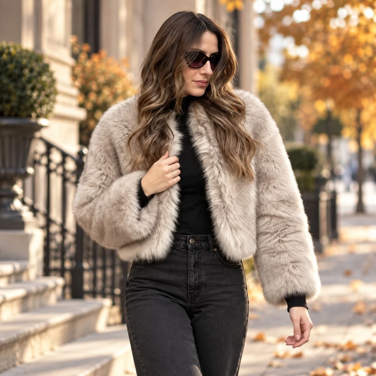 No Hood Round Neck Coat Regular Fit Elegant with Casual Regular Sleeve Elegant Commuter Short Length Women Winter Jacket