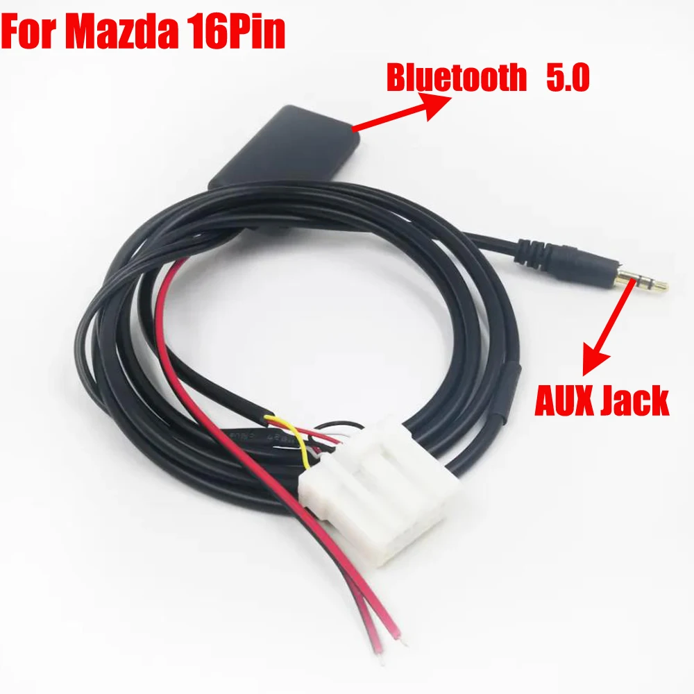 Biurlink 150CM AUX Cable Adapter with Bluetooth Audio Function for Mazda 2 3 5 6 Car Radio 16Pin Plug