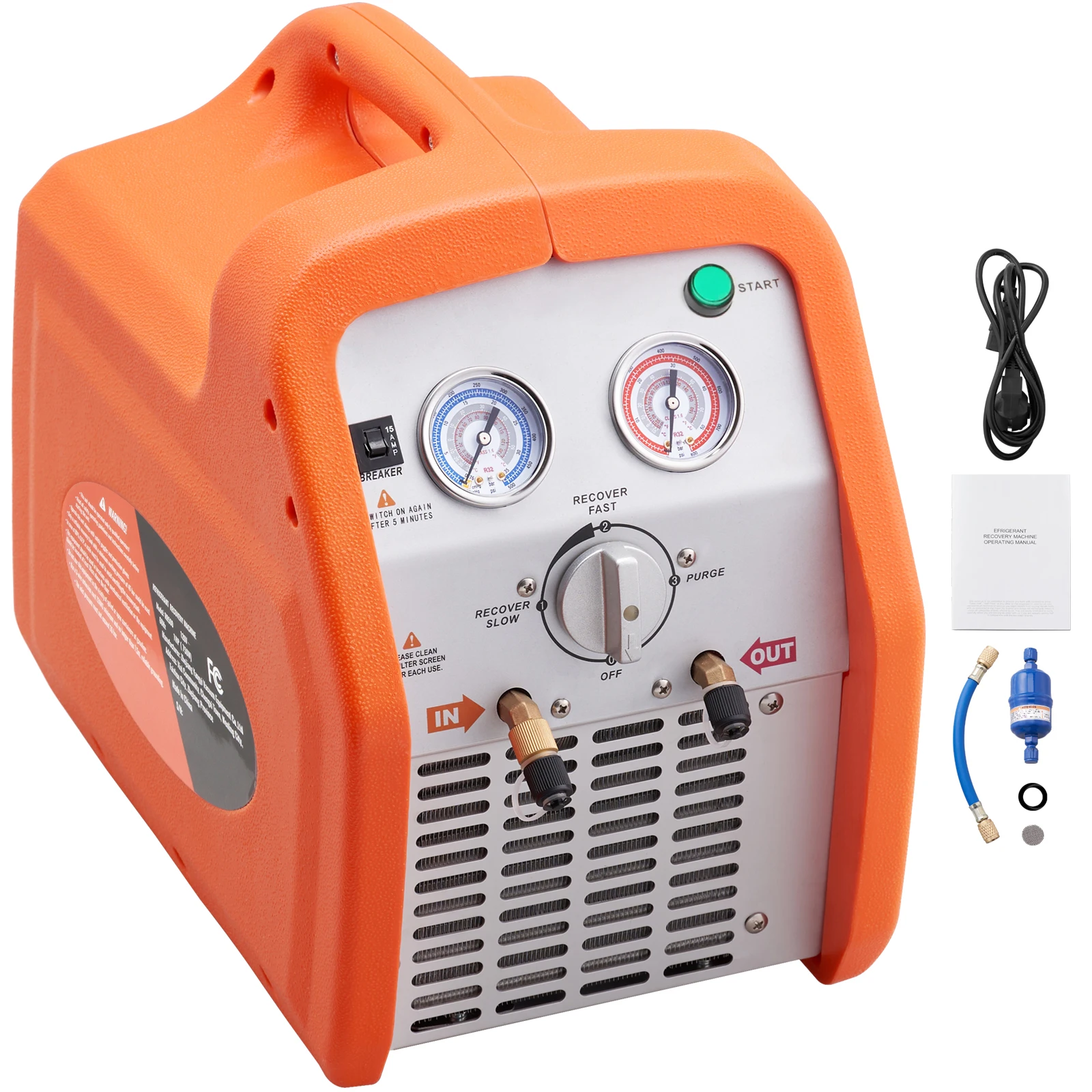 

SucceBuy 1HP Refrigerant Recovery Machine 120V 60HZ Dual Cylinder Portable AC Recovery Machine HVAC for Vapor Liquid Refrigerant
