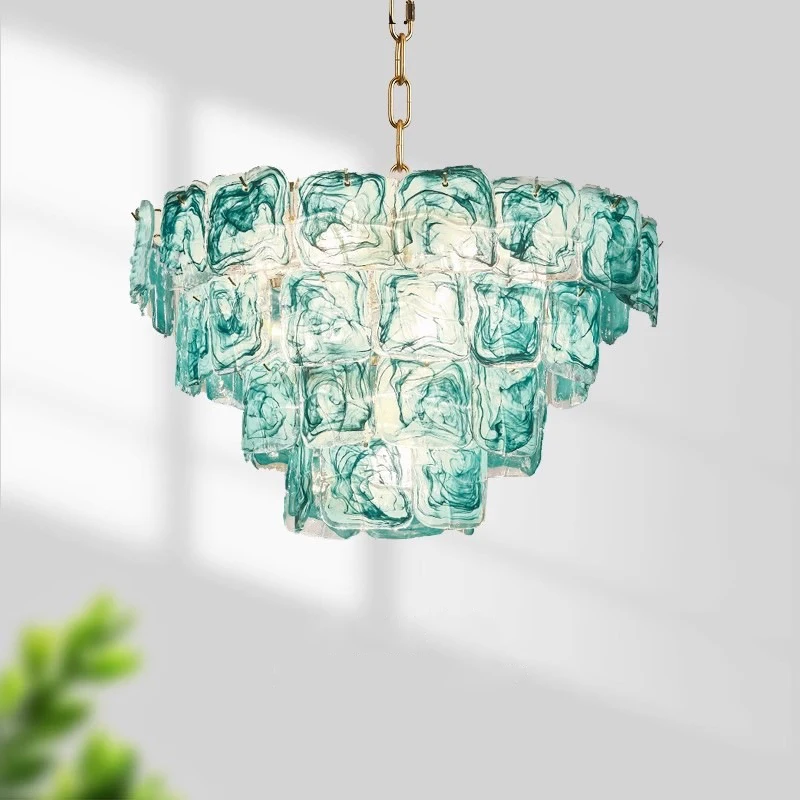 

Современная роскошная разноцветная стеклянная светодиодная подвесная лампа для гостиной и столовой, люстра, освещение для дома, декор для спальни, подвесной светильник