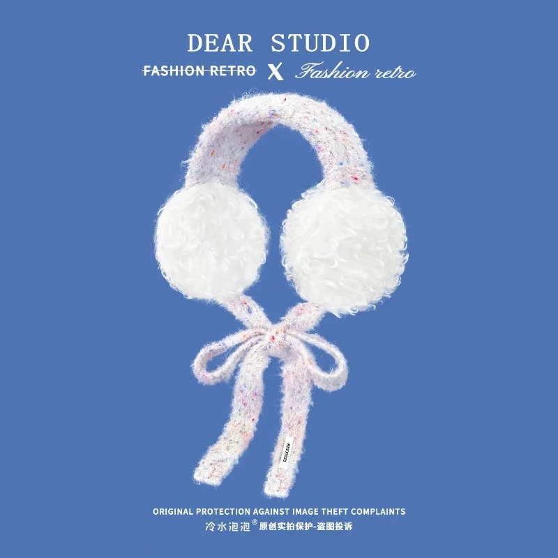 秋と冬の旅行雰囲気の女性用ぬいぐるみイヤーマフ、屋外乗馬用、暖かい耳保護、多用途ストラップ、イヤーフラップ