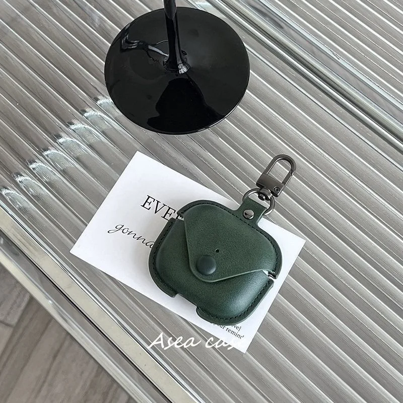 Funda de Cuero Retro Marrón para Auriculares Apple Airpods Pro3 con Cordón Corto, Compatible con Airpods3 4