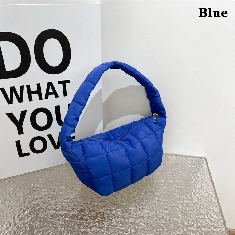 

Women Lightweight Cotton Padded Underarm Bags Quilted Tote Bag Puffy Handbag Plaid Shoulder Bags