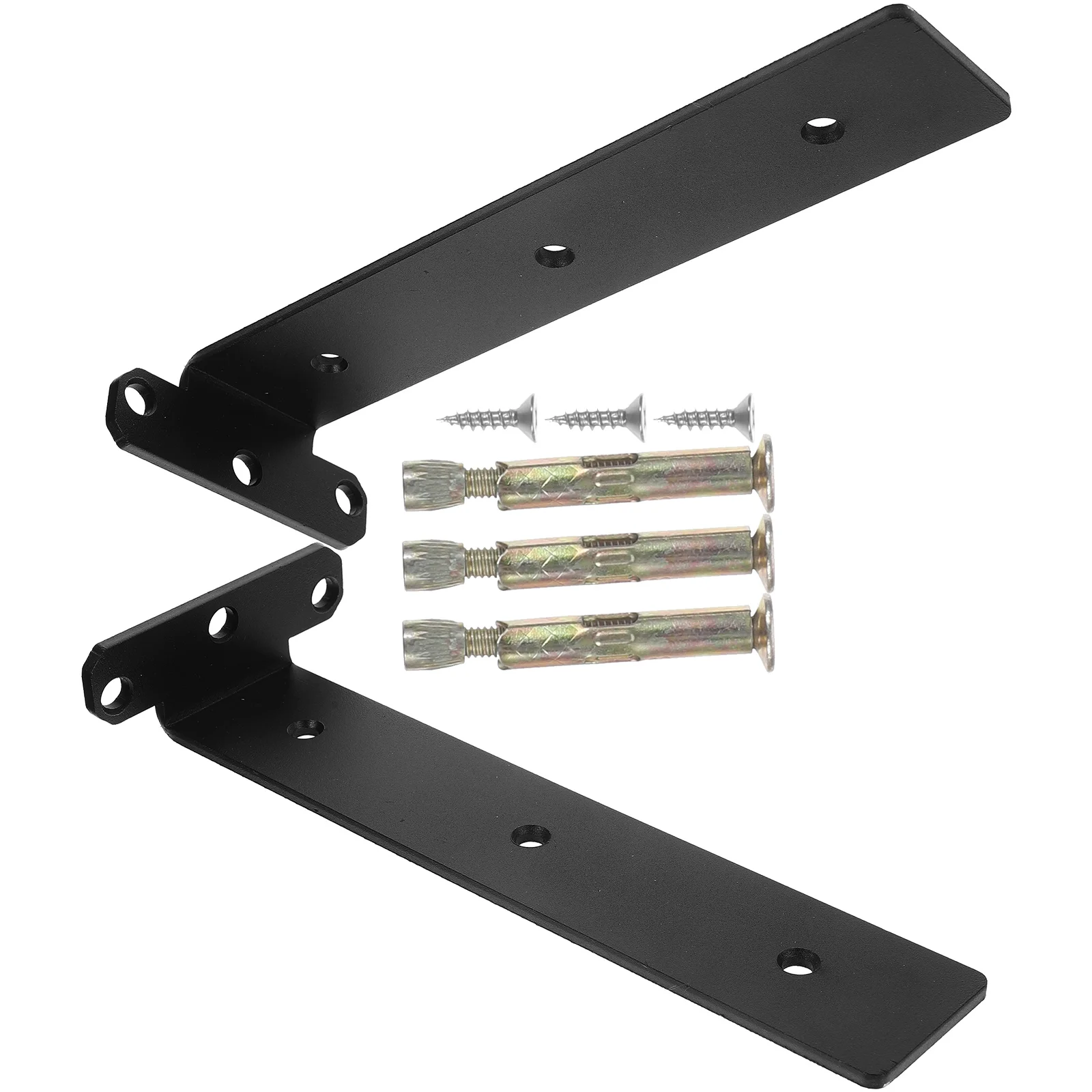 

2 Pcs Wall Shelf Brackets High Grade Steel Black Matte Strong Durable Floating Shelves Supports Shop Workshop Kitchen Bathroom