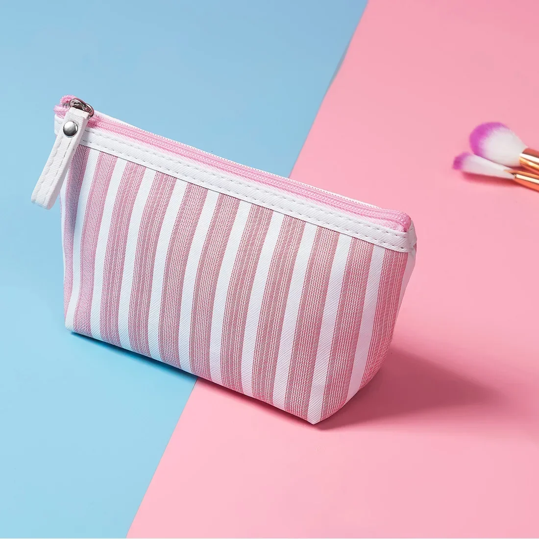 New Hot Make Up Pouch Travel Striped Printed Cosmetic Bag Toiletry Organizer Purse Travel Portable Storage Bag Handheld