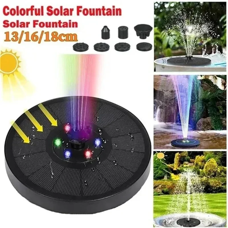Solar Fountain Pump Energy-saving Plants Watering Kit Colorful Solar Fountain Solar Panel Bird Bath Fountain Outdoor Garden Pool image 2