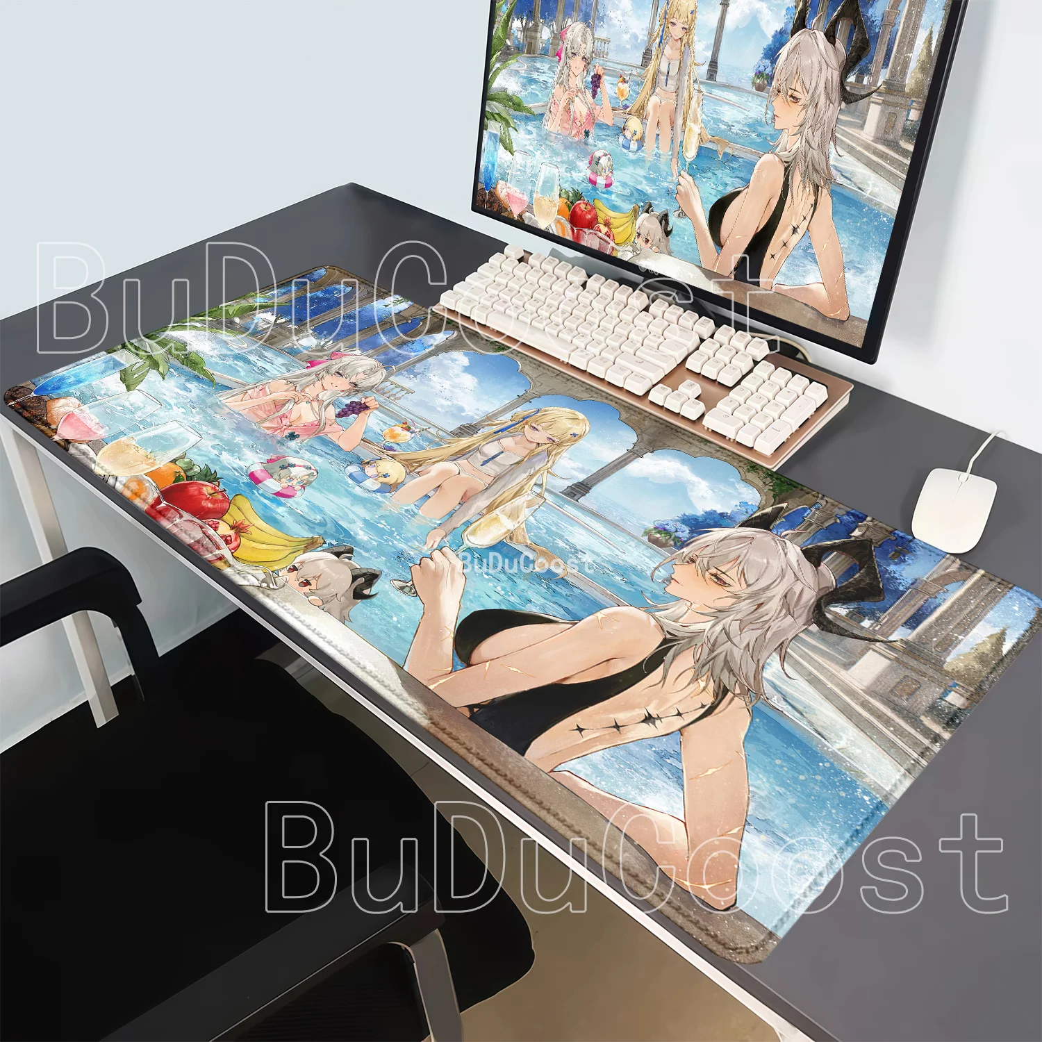 PC Gaming WuWa Zani Wuthering Waves Anime Girl Mousepad Large Keyboard Anti-slip Rubber Desk Mat HD Printing ESports XXL Carpet
