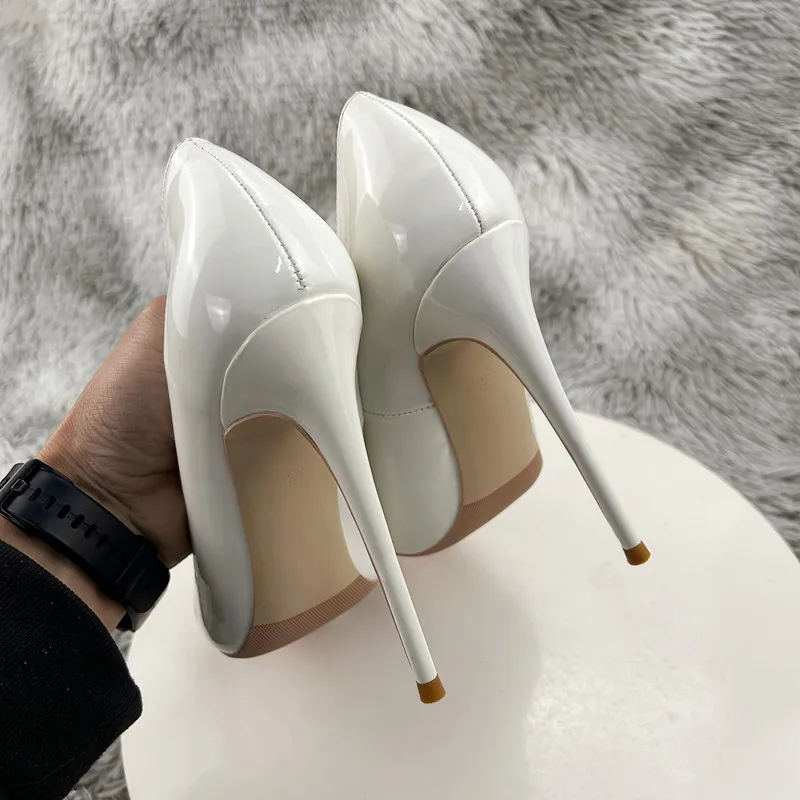 Heelgoo Round Toe Women Solid White Simple High Heel Shoes Red Inside Elegant Ladies Formal Dress Stiletto Pumps 10cm 12cm