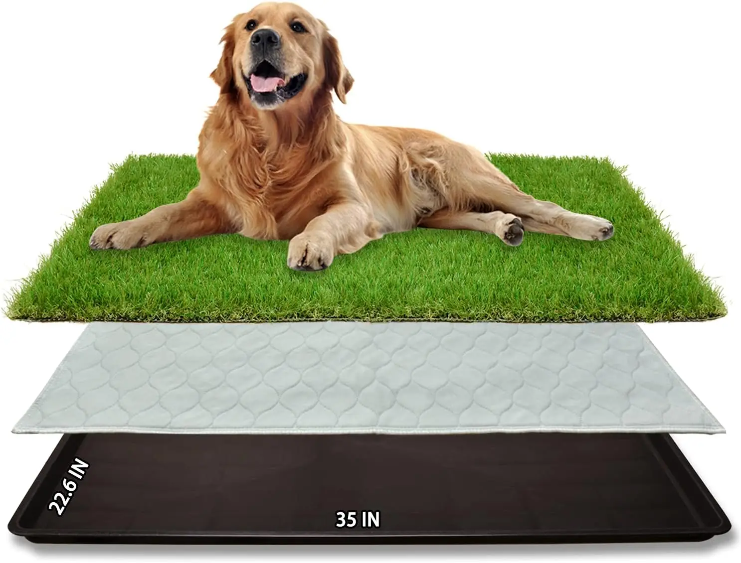 

Large Artificial Grass Potty Patch for Dogs, Washable Indoor/Outdoor Pet Loo with Tray System (35"X22.6")