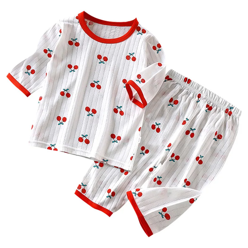 2024 New Children\'s Home Clothes Set Pure Cotton Boys Clothes Girls Pajamas Thin Section Clothing Baby Kids Chothing