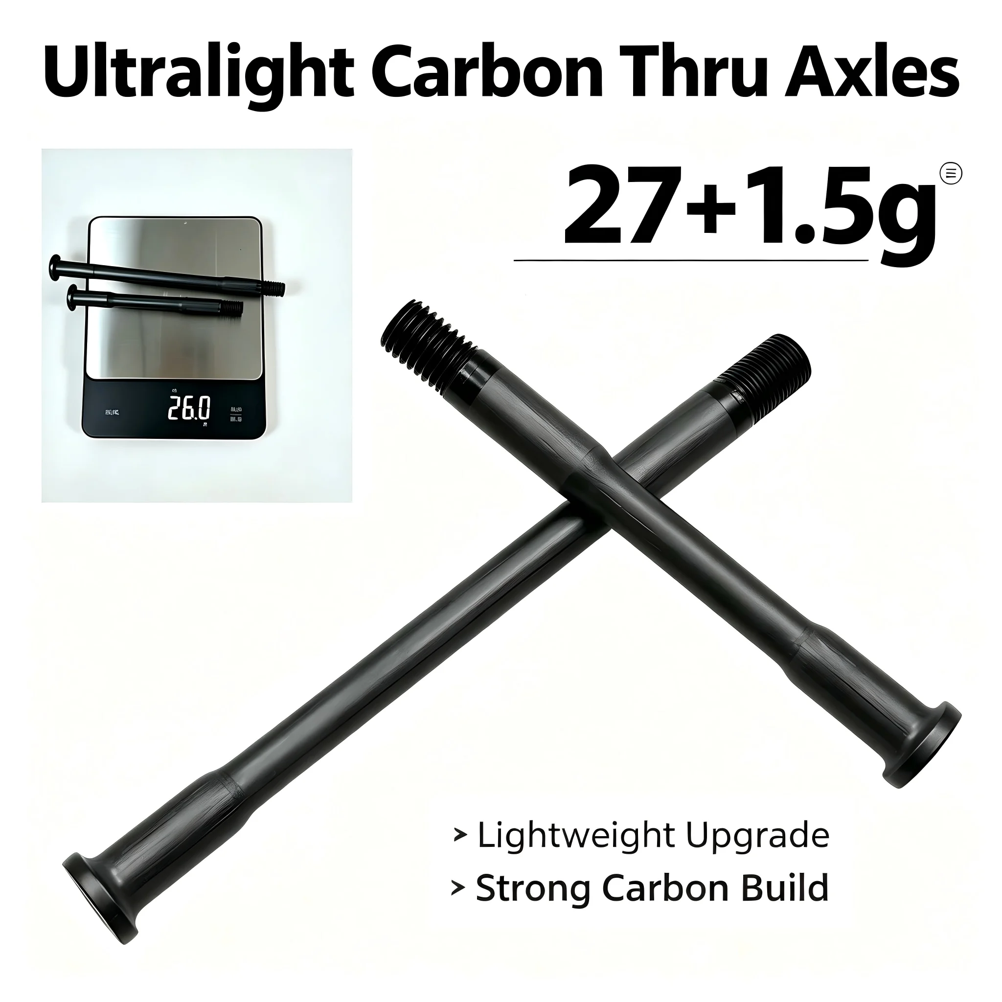 Summer Sky 27g Ultralight Carbon Steekas (12mm Voor/Achter) voor Race-/Gravelbikes, 1050KG+ Sterkte, Aanpasbaar