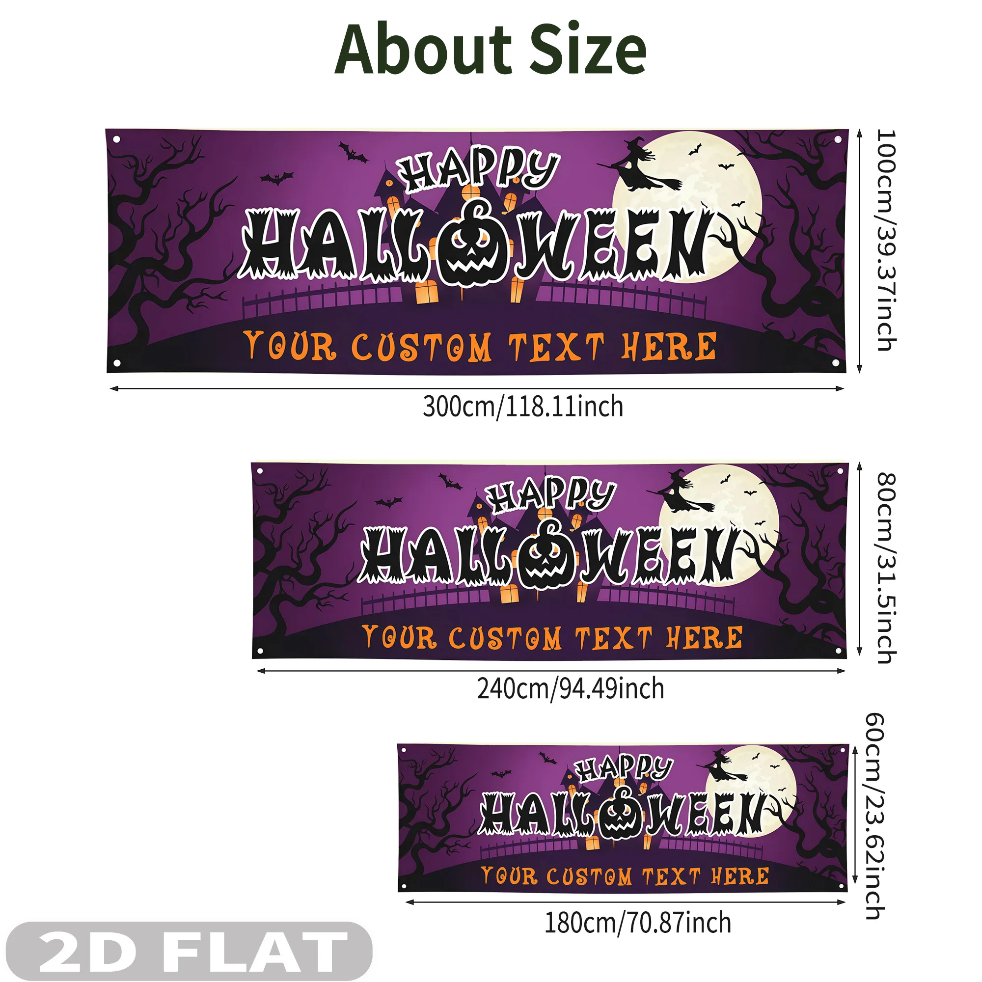 1pc Personalized Purple Happy Halloween Banner, Custom with Any Text, Ideal for Indoor/Outdoor Garden, Fence, Yard Decorations